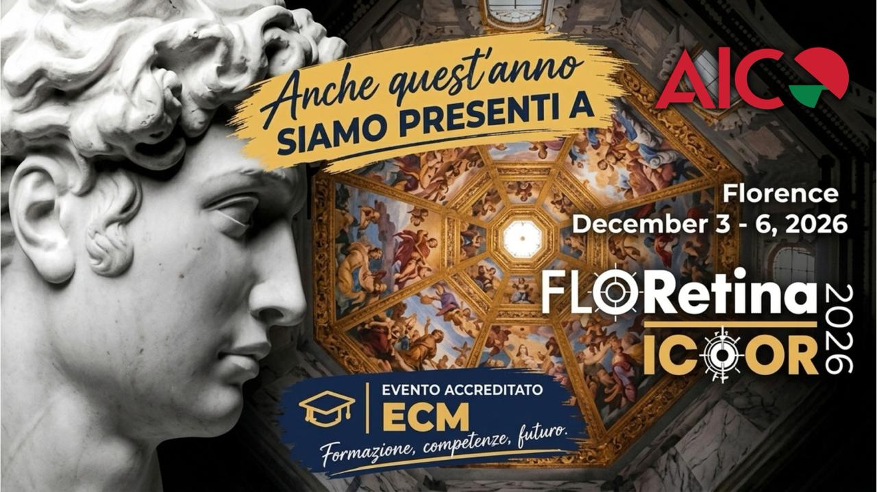 Locandina FLORetina ICOOR 2026, Firenze 3-6 dicembre 2026: anche quest’anno A.I.C.O. è presente. Evento accreditato ECM